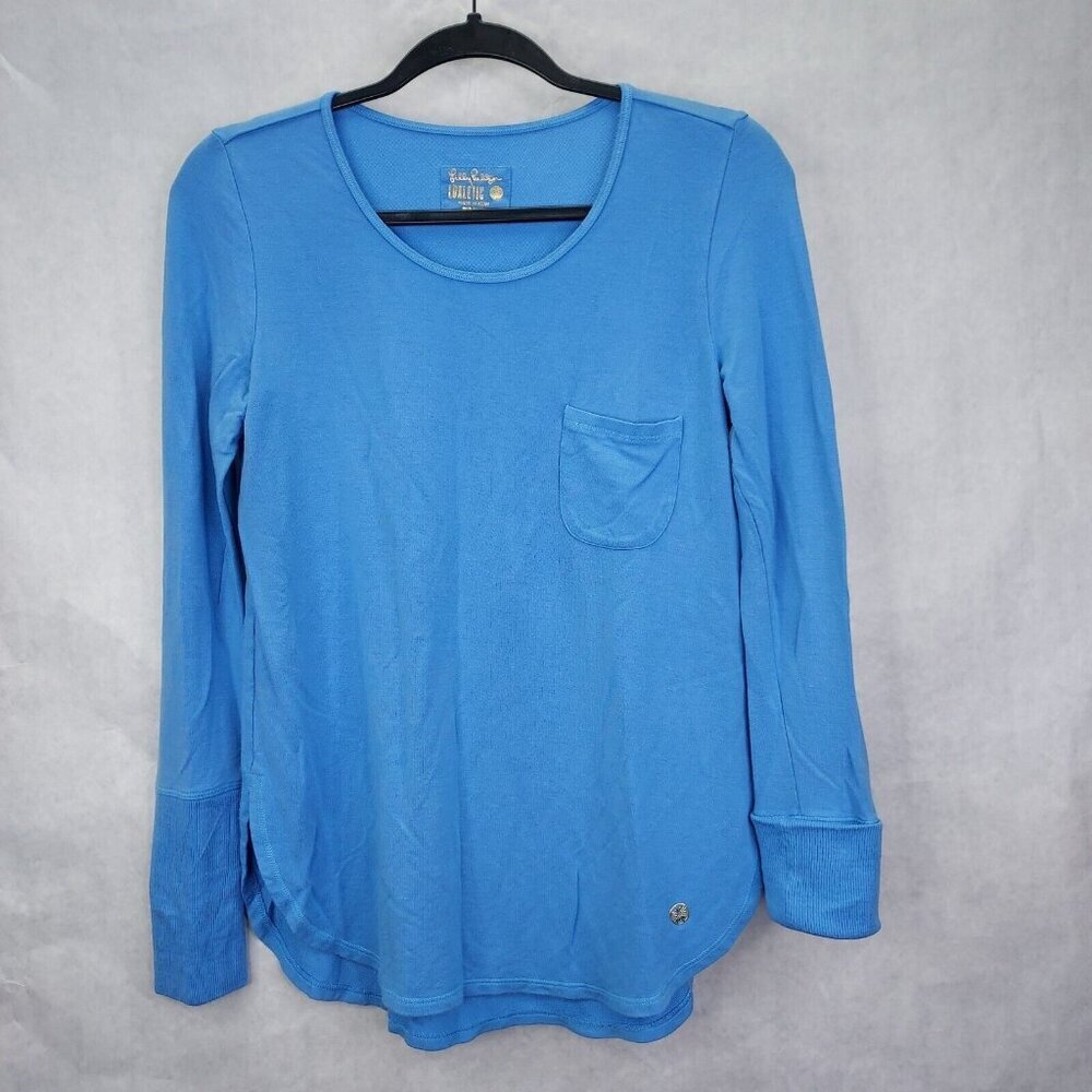 Lilly Pulitzer Luxletic Kerah Lounge Tee Women's XS Teal Blue Shirt Preppy